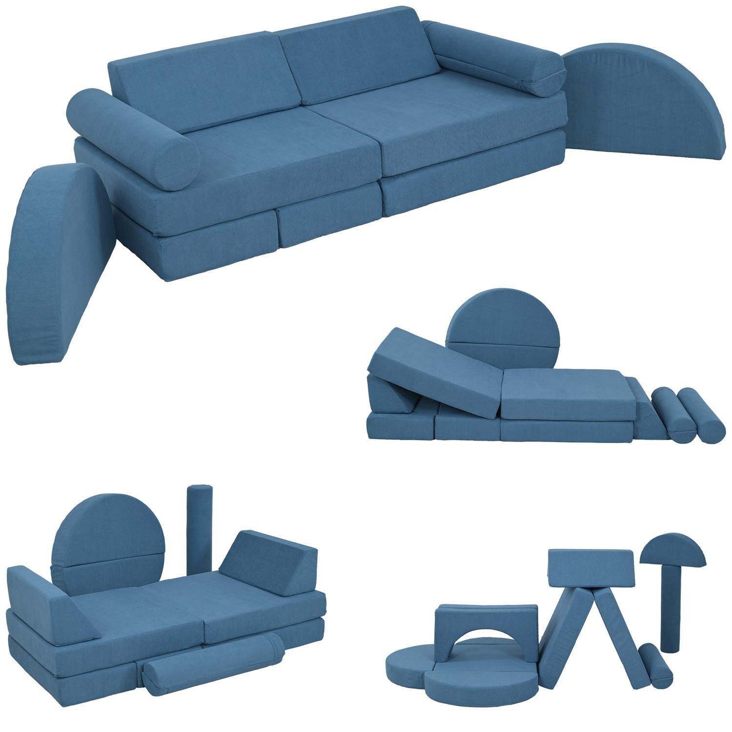 Børnesofa, 14-delt modulopbygget børnesofa af skum, bløde byggeklodser, legesofa til børn fra 18 måneder, børneværelse eller leg