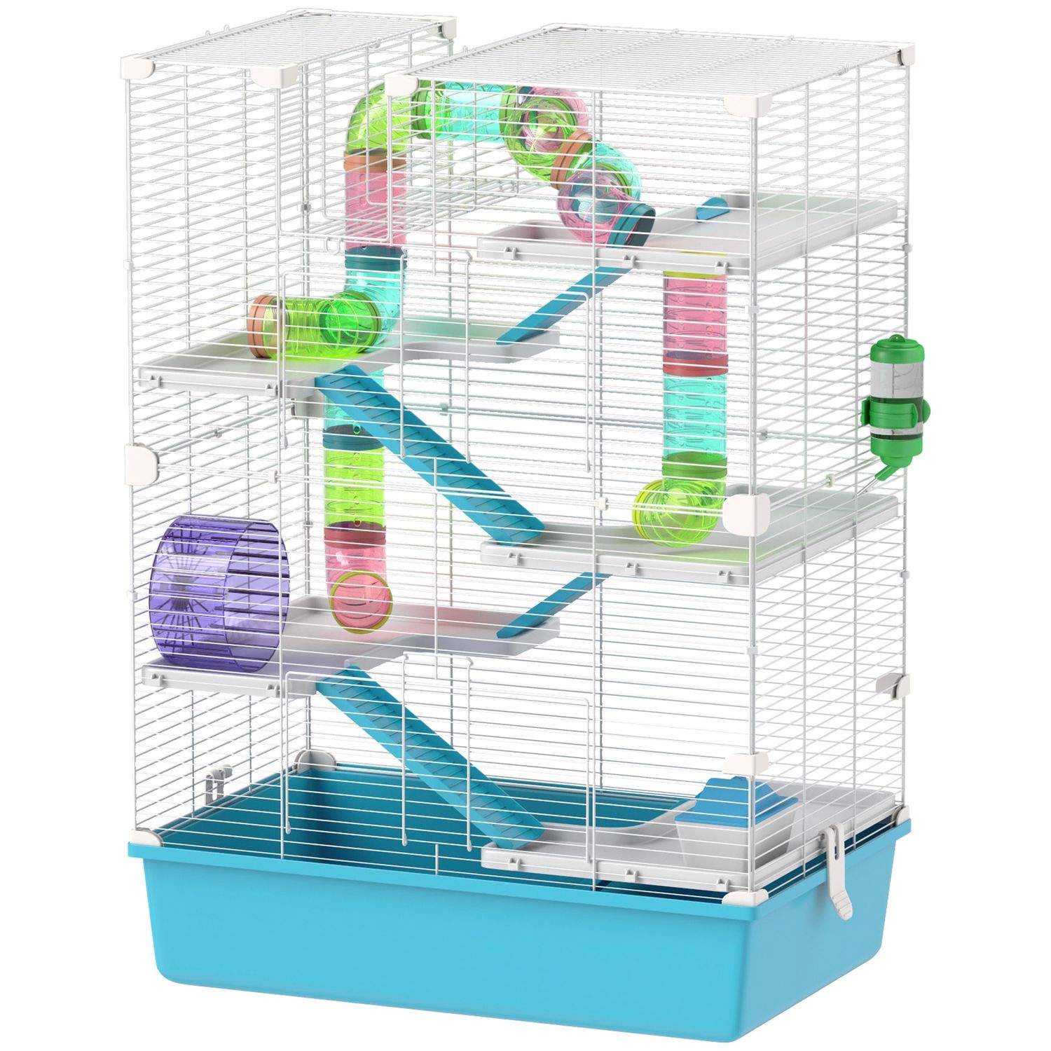 Hamster Cage, 6 Tier Small Animal Cage with Tubes, Tunnels, Hut, Wheel ... - Hamster Cage With Feed Tunnel And Water