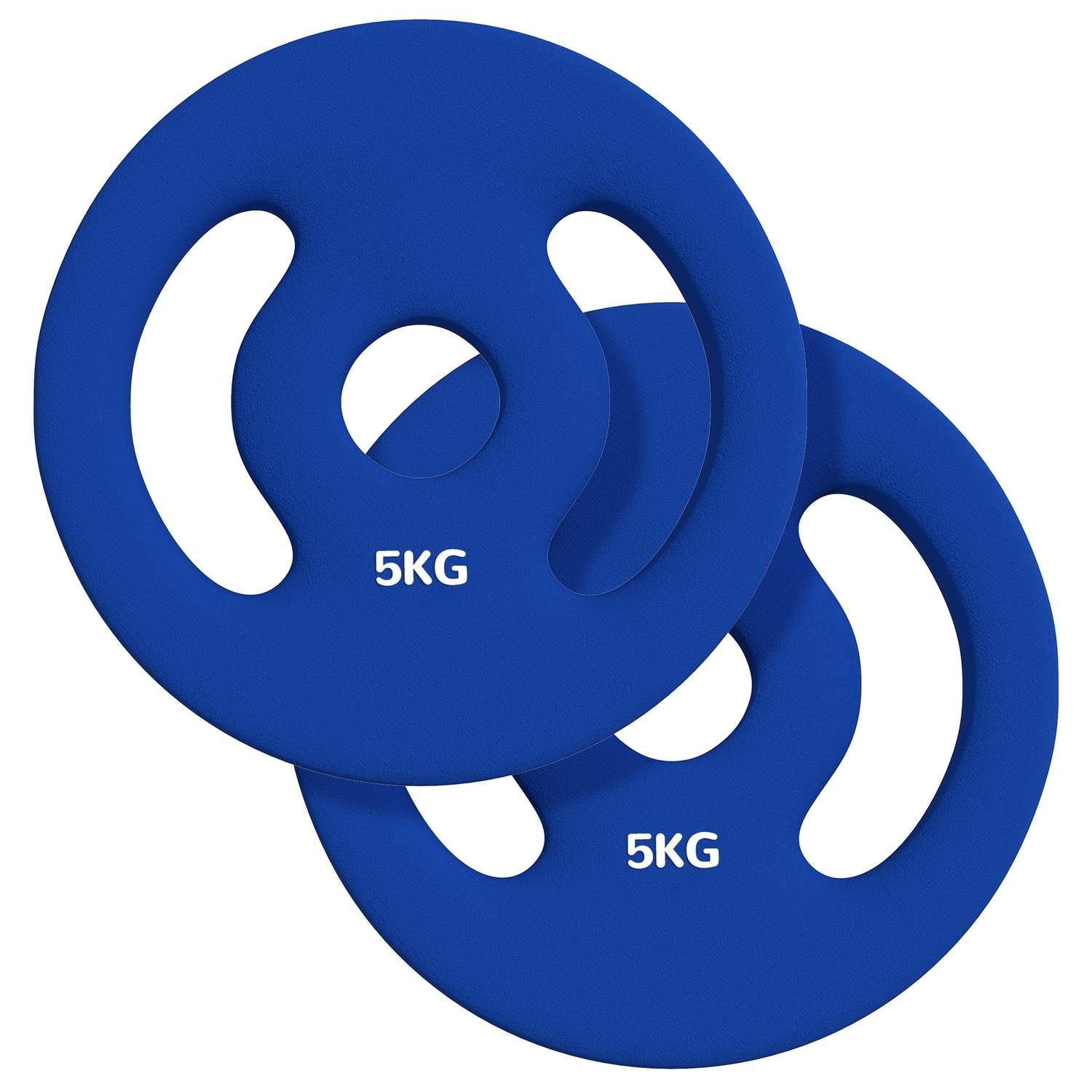 Sæt med 2 håndvægte, 2 x 5 kg vægte, vægtskiver sæt, vægtskiver til 2,5 cm håndvægtstang, Ø 30 mm hul, blå