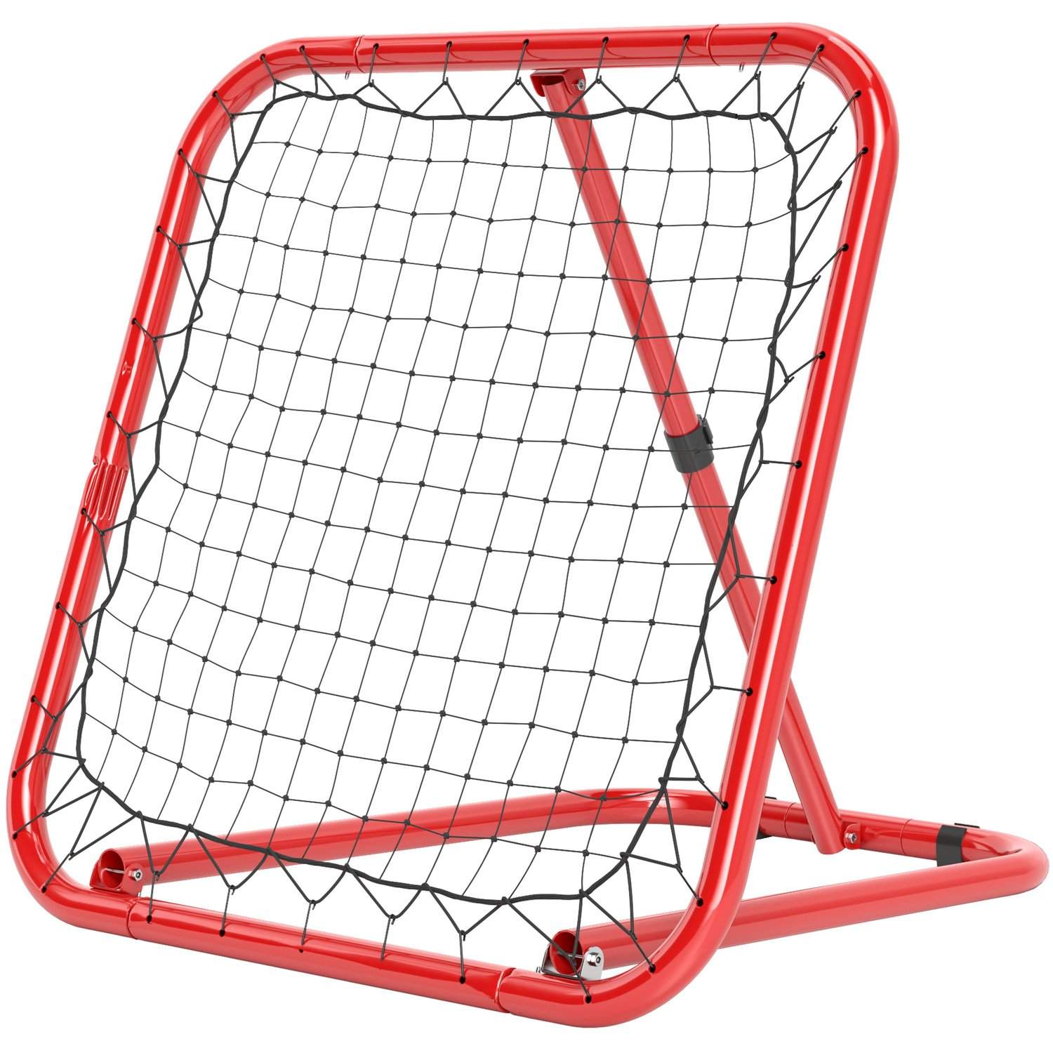 Rebounder til fodbold, Foldbar fodbold Rebounder 63 x 63 cm Justerbar fodboldmålsparker til baseball basketball, metal, rød