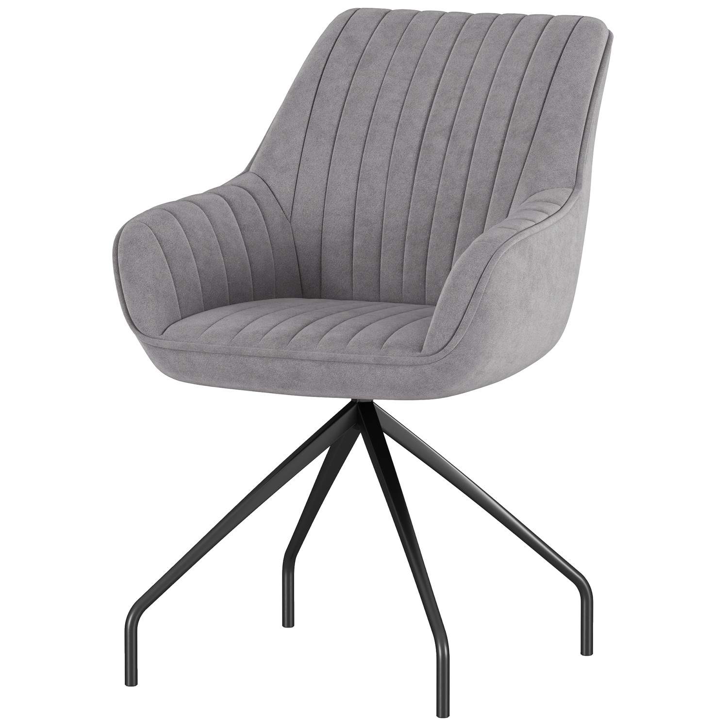 Lænestol drejelig loungestol med armlæn Velvet Look drejestol med metalben til soveværelse stue Mørkegrå