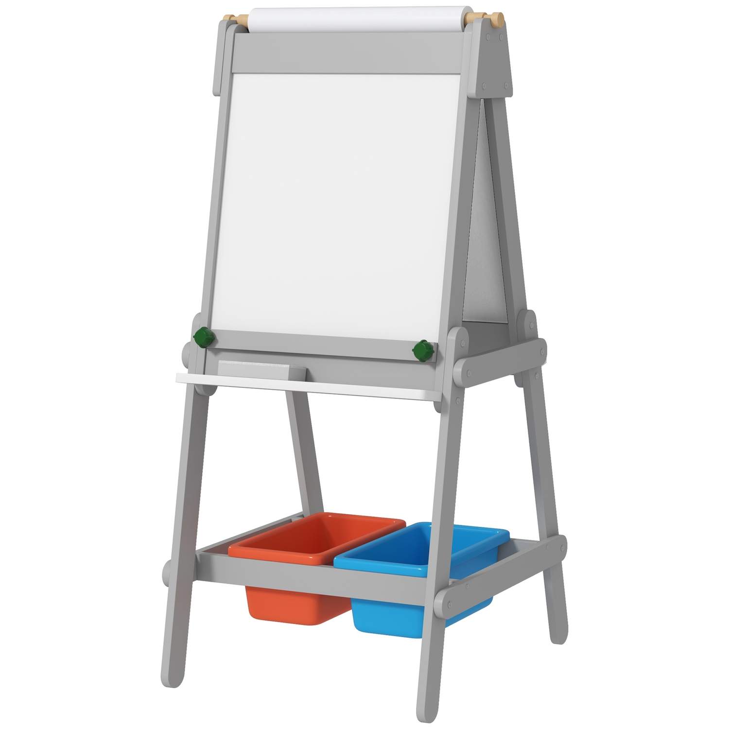 3-i-1 børnetavle, dobbeltsidet børnestaffel med tavle, whiteboard, staffeli med viskelæder, tegnepapir, opbevaringsæsker, til bø