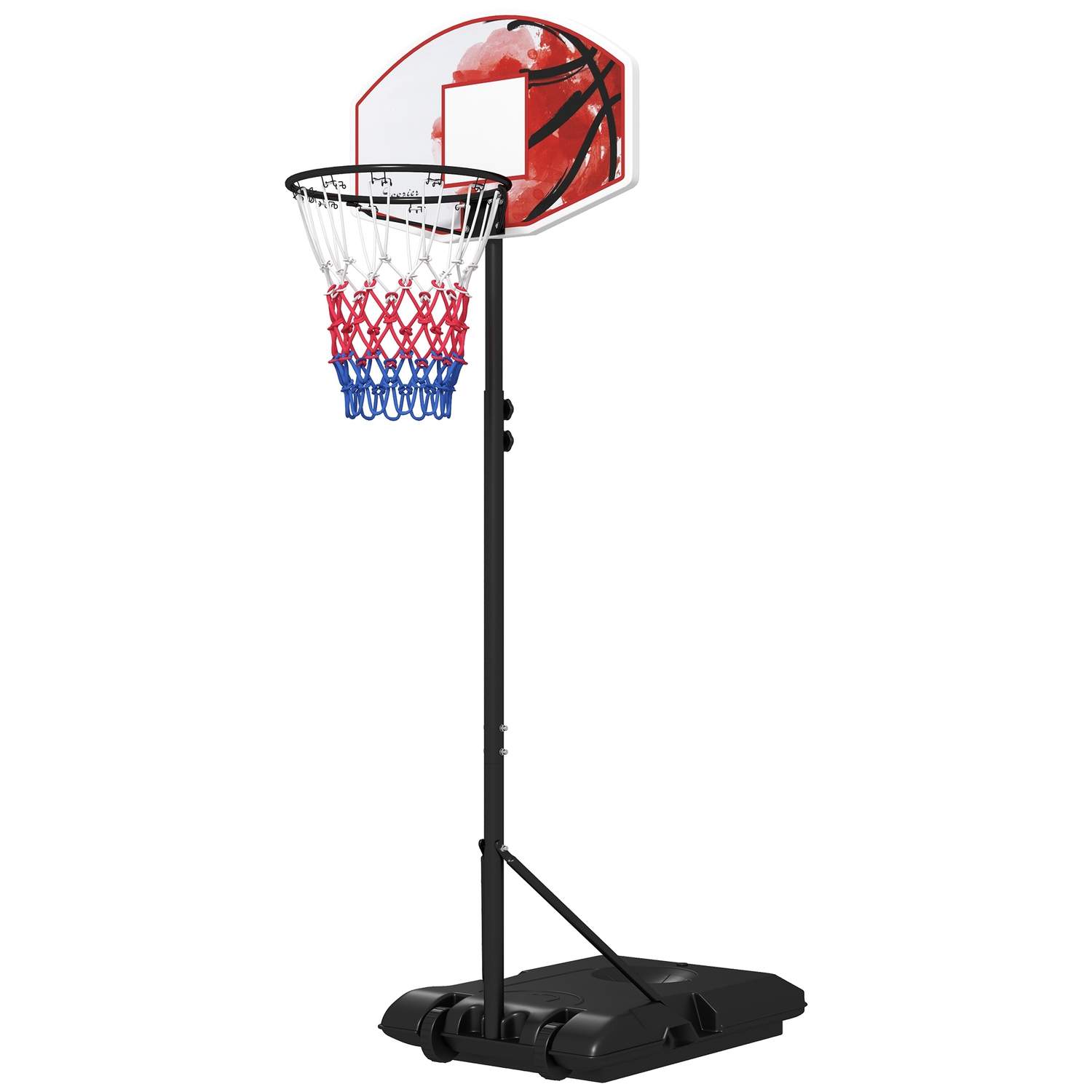 Basketballring med stativ, 179-209 cm højdejusterbar basketballstander med hjul, basketballsystemstativ, udendørs, stål, flerfar