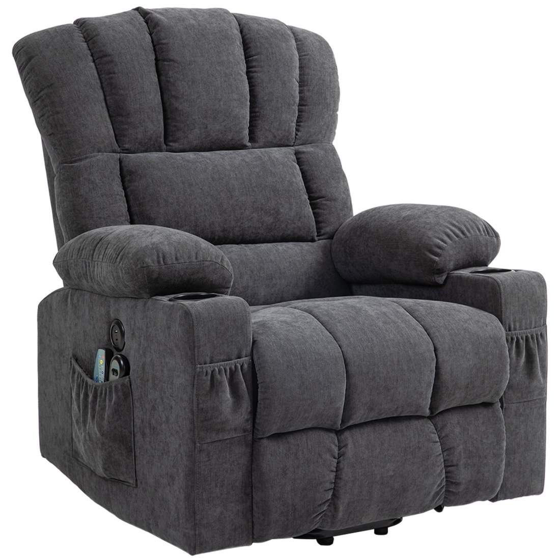 TV-fåtölj med ståhjälp, elektrisk fåtölj med ligg-, värme- och massagefunktioner, TV-fåtölj med Type-C och USB-portar, mugghålla | Hälsa & Skönhet - Personvård - Massage - Massagestolar | Pryloteket