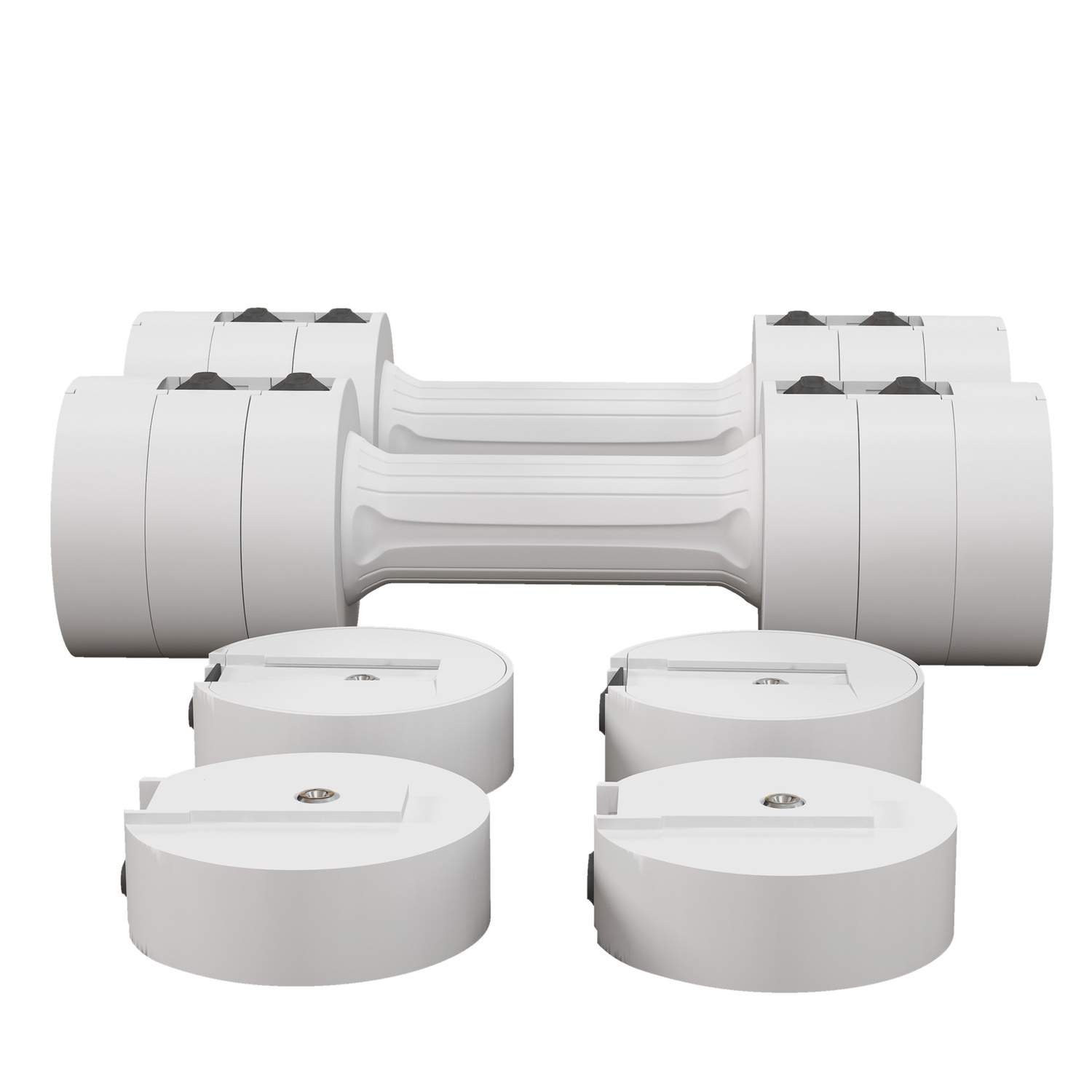 2 x 2,5 kg håndvægte, håndvægte med justerbar vægt, 1,1/1,8/2,5 kg pr. håndvægt, gulvvenligt plasthus, til kvinder og mænd, hvid