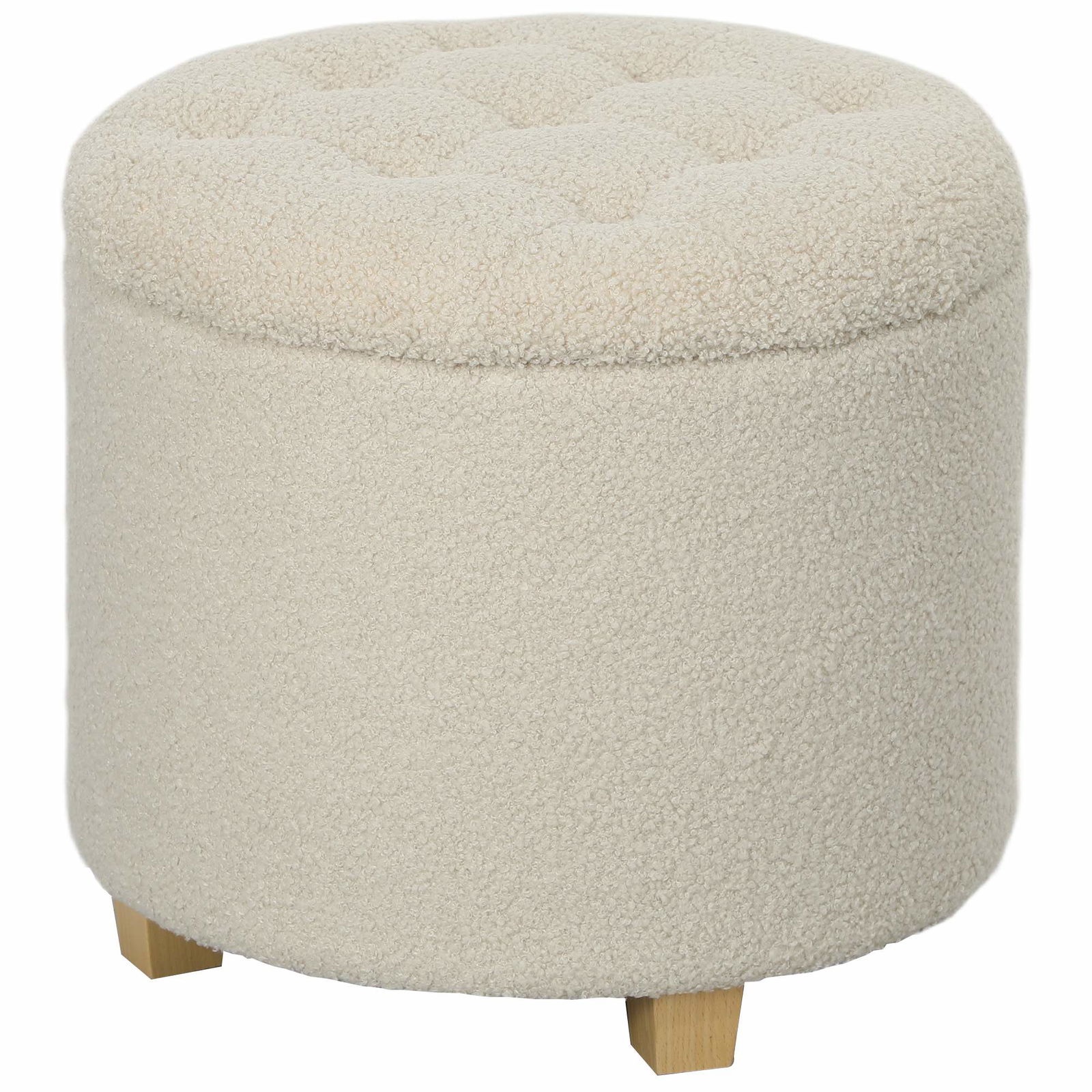 Bænk med opbevaringsplads, polstret bænk med låg, sengebænk med cashmere look, til entre, soveværelse, stue, træramme Ø45 x 41 c