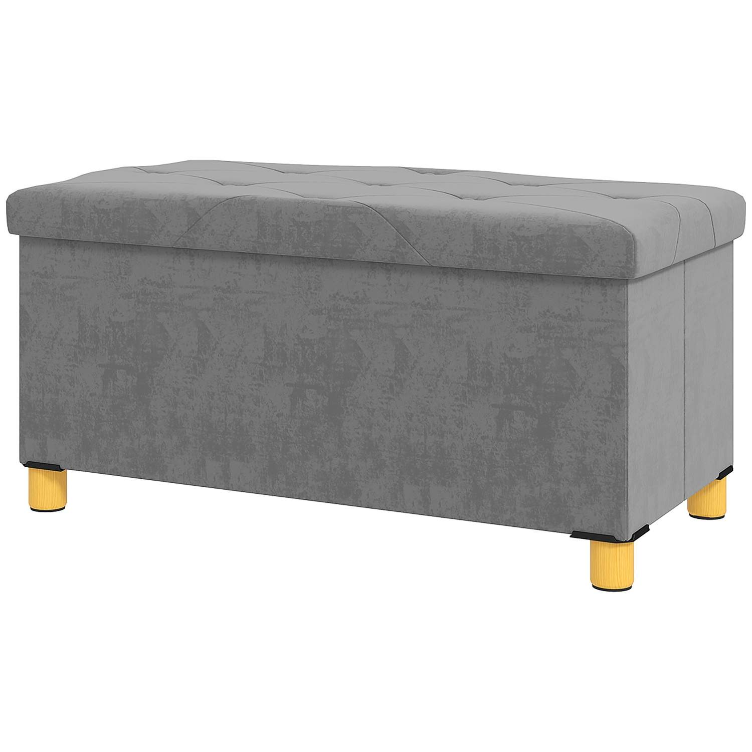 Bænk med opbevaringsplads, foldbar polstret bænk, sengebænk med fløjlslook, sædekiste til entre, soveværelse, stue, 76 x 38 x 38