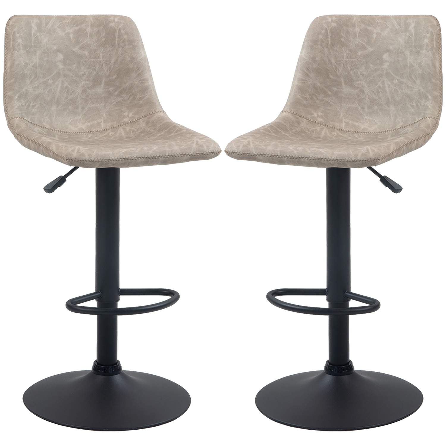 Sæt med 2 barstole, bistrostole med fodstøtte, drejebar stol, højdejusterbare køkkenstole med betræk i kunstlæder, til stue, spi