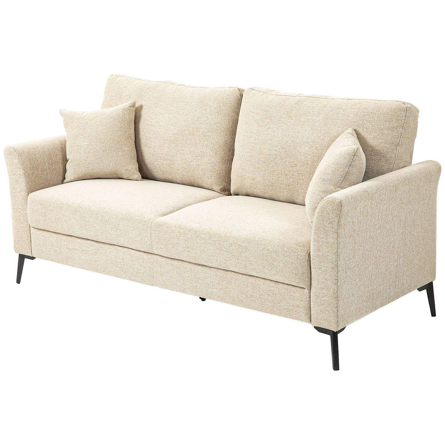 2 pers. sofa, sofa med hørlook, metalben, polstret sofa, polstret dobbeltsofa til stue, soveværelse, 179 x 80 x 89 cm, beige