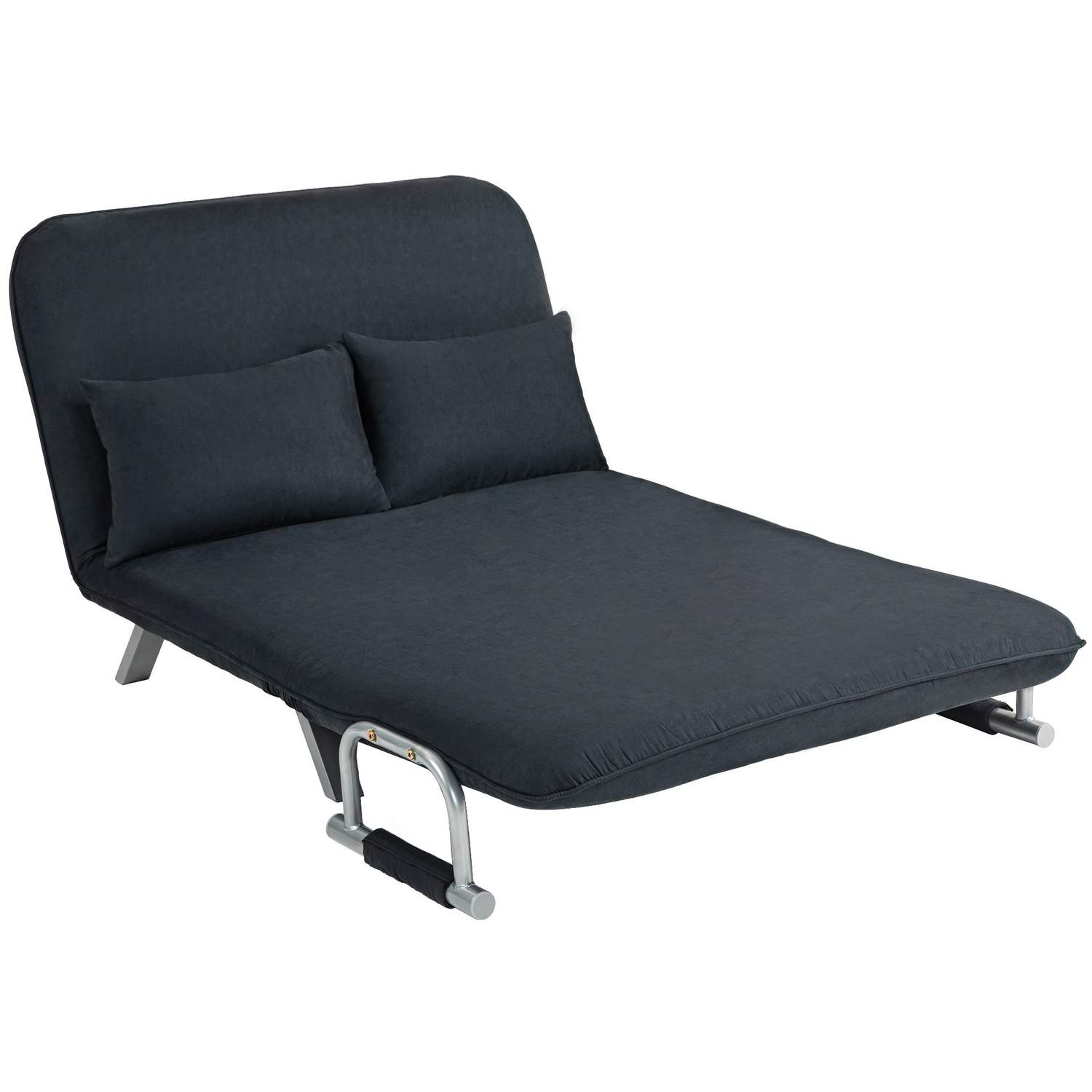 Sovesofa, sovesofa med justerbart ryglæn, pudepude, 2-personers sofa med sovefunktion, fløjlslook, armlæn, sofa til stue, sovevæ