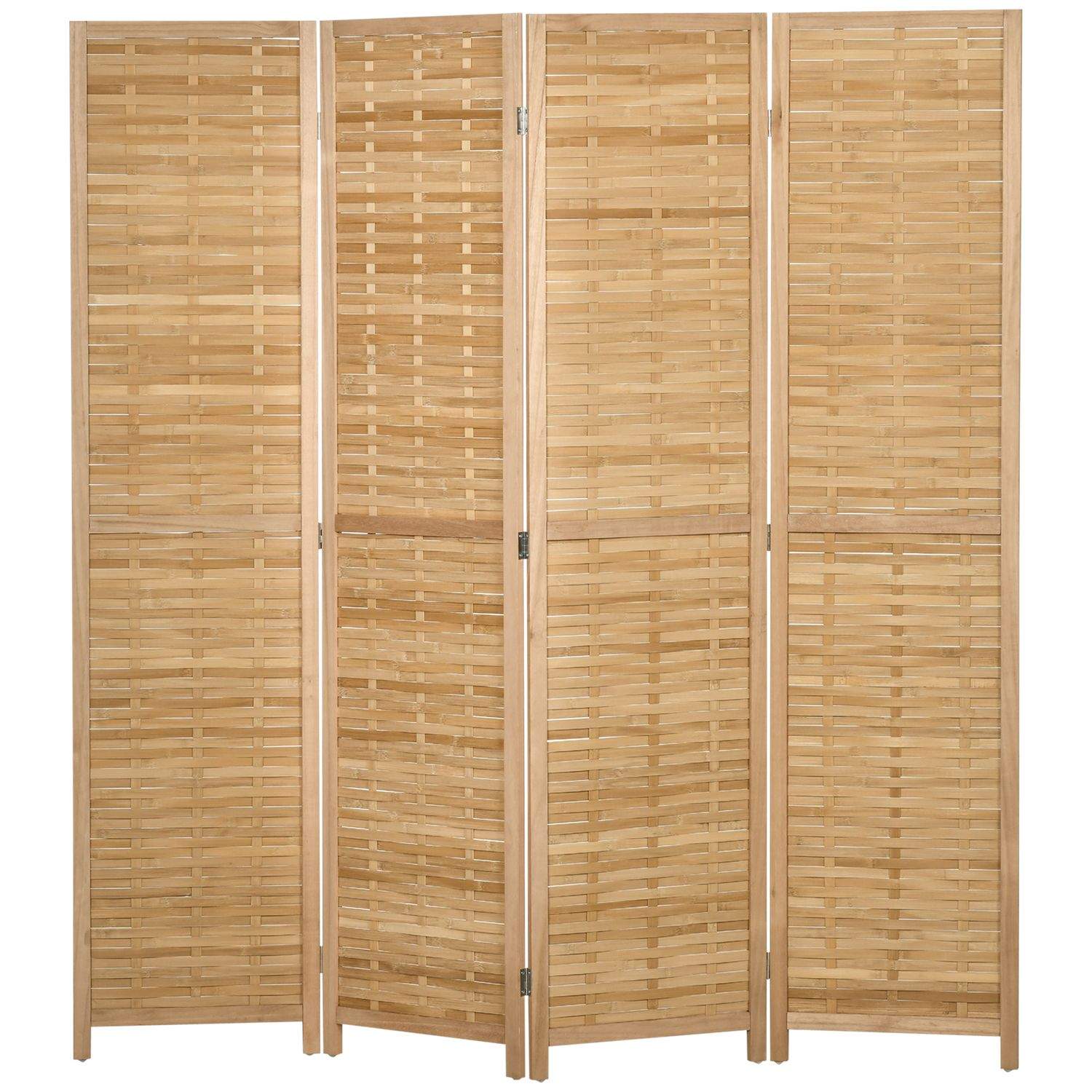 4-delt skærm, rumdeler, 160 x 170 cm skillevæg, foldbar privatskærm, rumdeler lavet af bambus, privatskærm til stue, soveværelse
