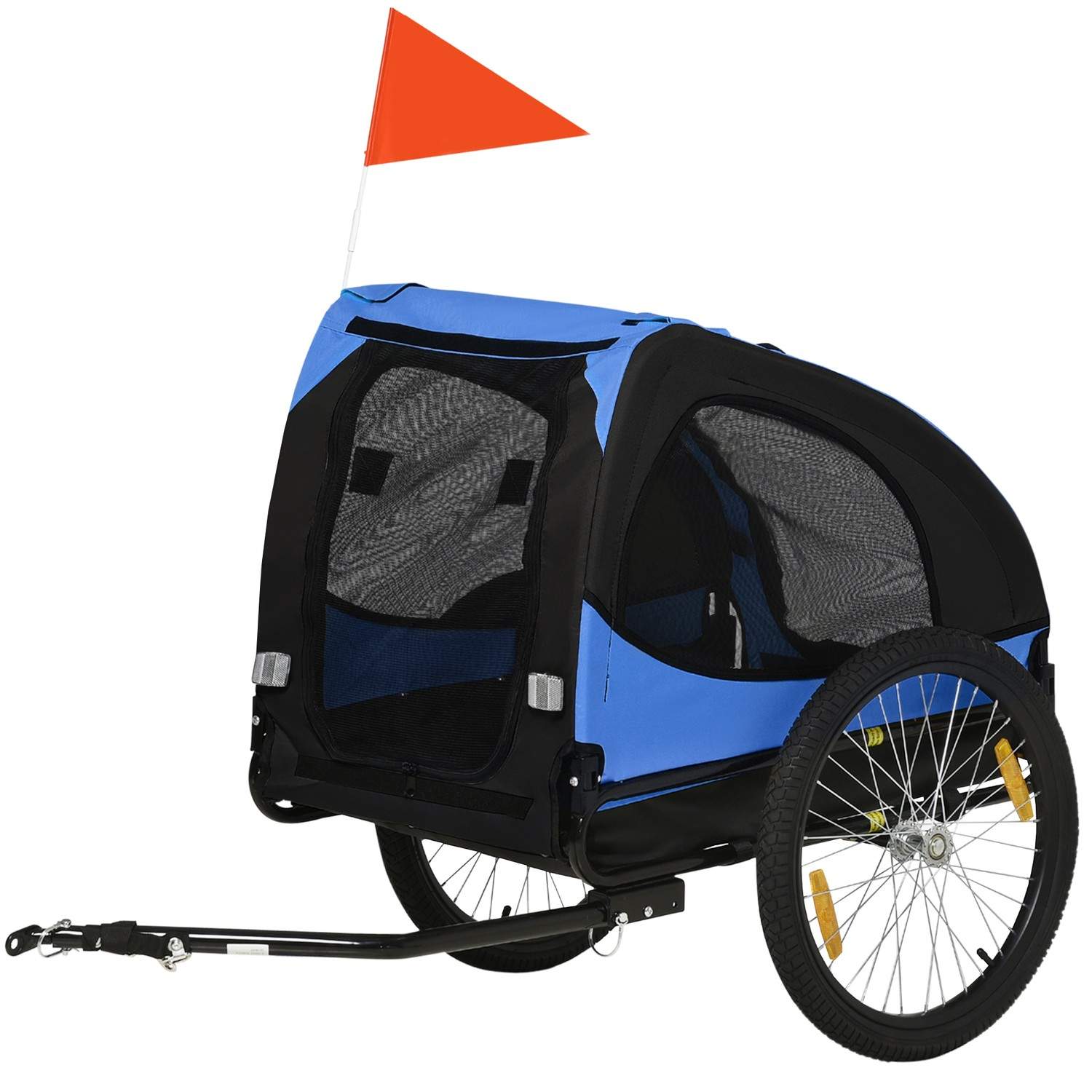 Hundetrailer, Foldecykelanhænger til hunde, Quick Release, Vandtæt, Oxford-klud, Stål, 140 x 71 x 83 cm, Blå