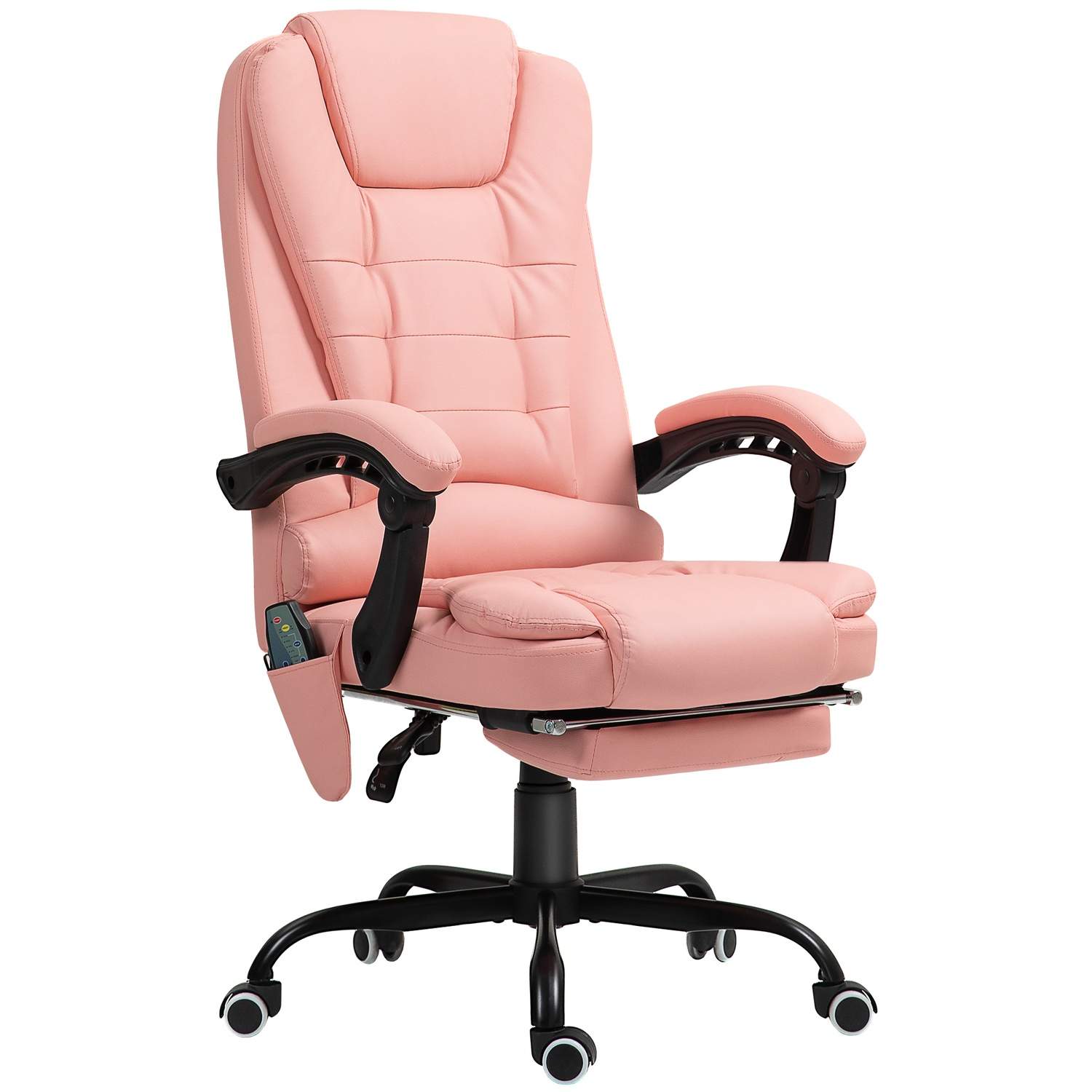 Kontorstol med 7 punkts massage, ergonomisk kontorstol med lænefunktion, højdejusterbar chefstol med fjernbetjening, 120 kg bære