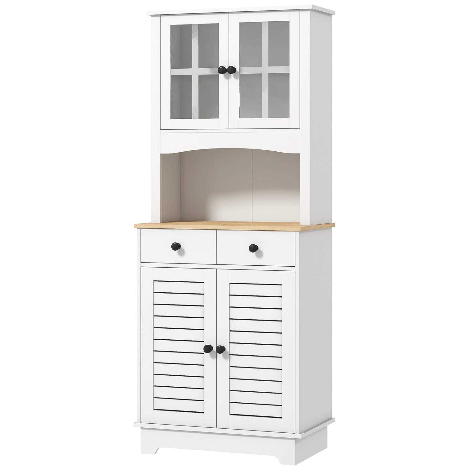 Køkkenskab, højskab med 2 skabe, køkkenbuffet med justerbare hylder, buffetskab, spisestueskab til køkken, spisestue, 68 x 39,5