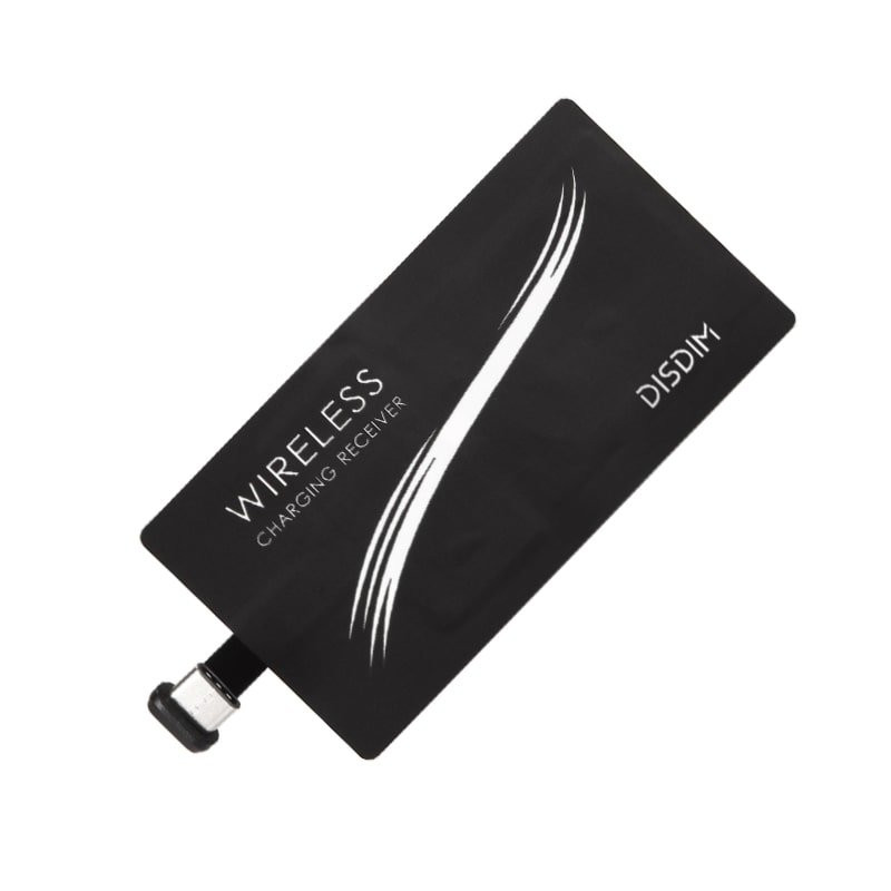 Qi Adapter - Trådløs Modtager for Oplading til USB-C - Sort
