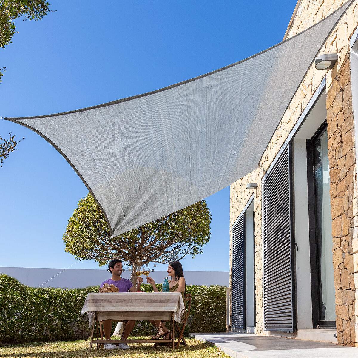 Rektangulär Shade Sail Reshad InnovaGoods 3 x 4 m - Grå | Elektronik - Tillbehör Mobil & Surfplatta - Mobiltillbehör - Mobilkablar - Tillbehör | Pryloteket