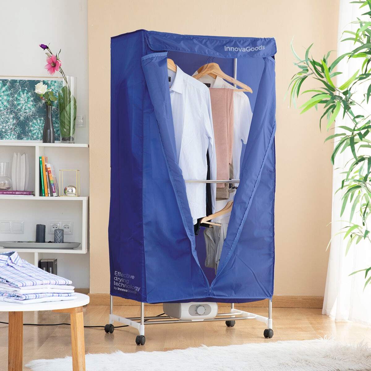 Bærbar elektrisk tørretumbler med 2 niveauer Dupledry Blue InnovaGoods 1200 W billede