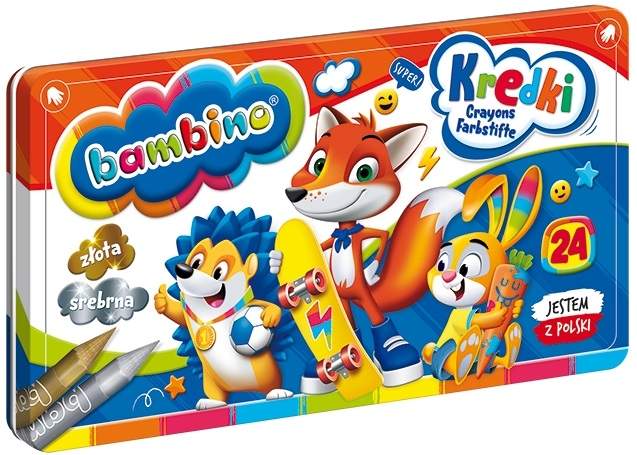 BAMBINO farveblyanter i metalæske 24 farver tempera.