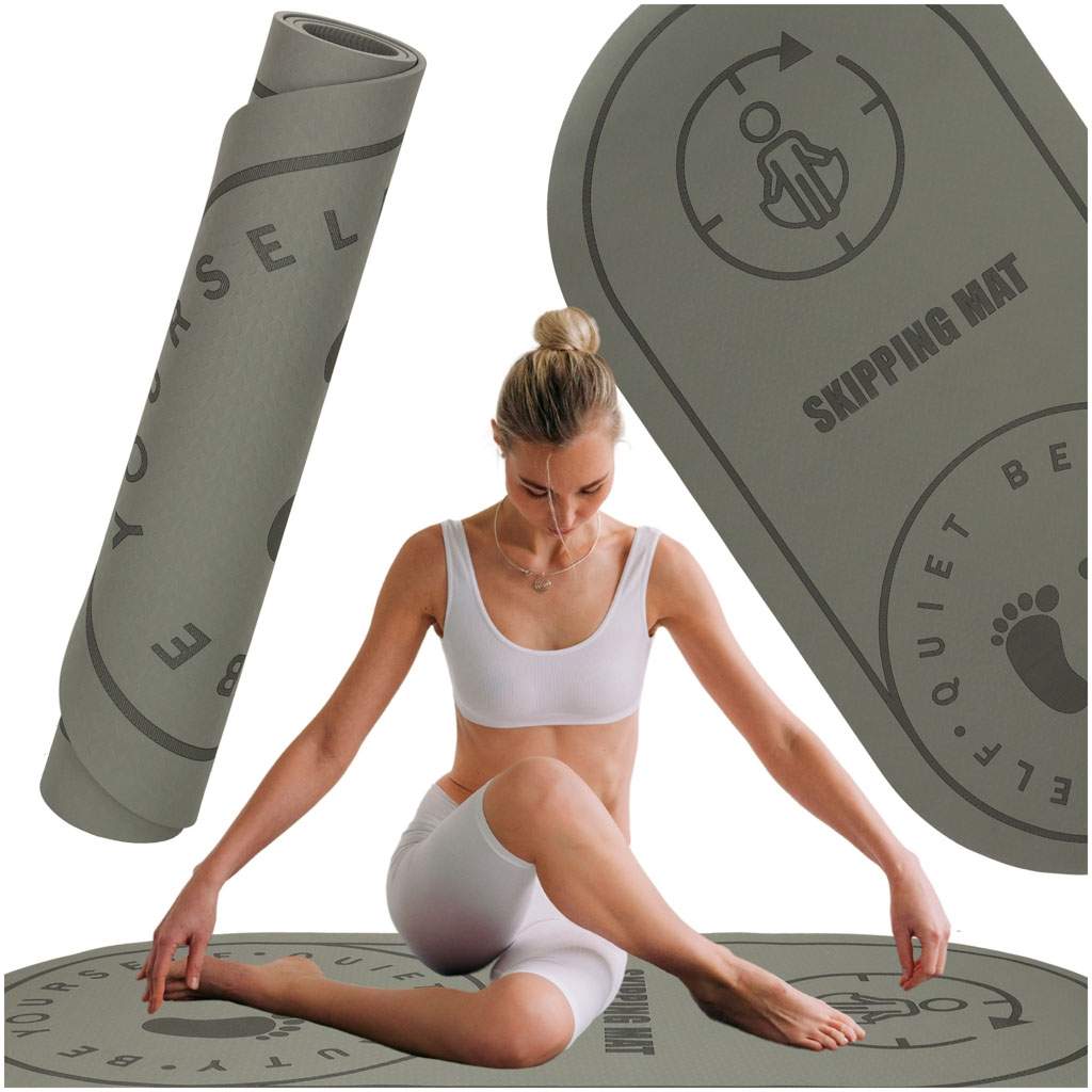 Yoga hoppe træningsmåtte lydisolerende anti-skrid 127x63x0,6 cm sort