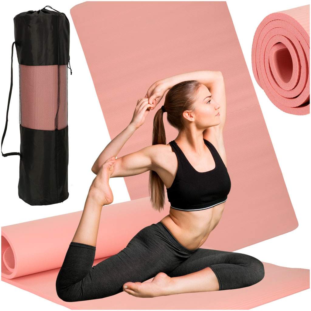 Tyk yoga træningsmåtte 185x80x1,5 cm pink