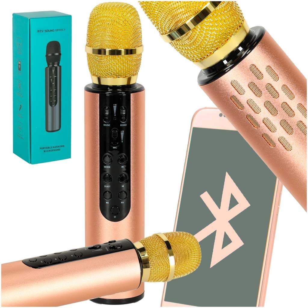 Bluetooth karaoke trådlös mikrofon guld | Elektronik - Kablar & Adaptrar - Adaptrar & Signalomvandlare - Ljud | Pryloteket