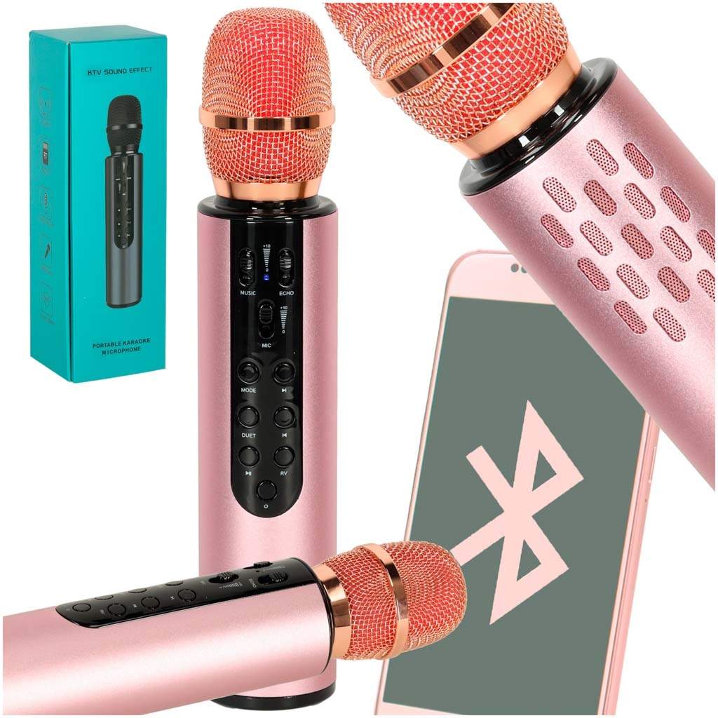Bluetooth karaoke trådløs mikrofon pink