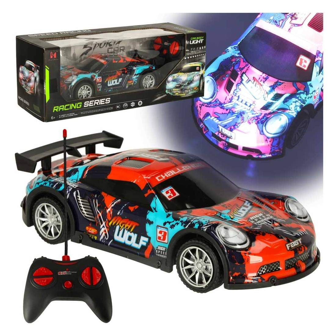 RC sportbil blå och röd