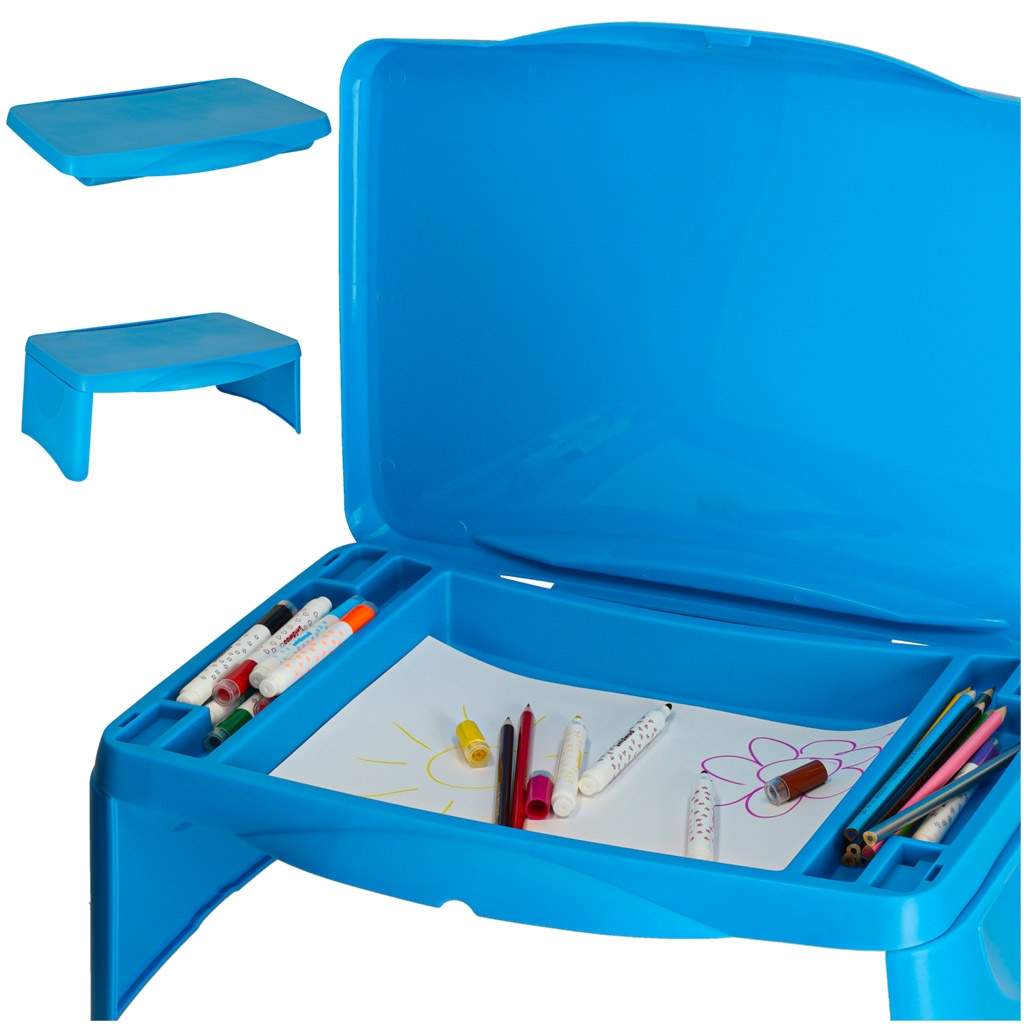 Bilbord til børn med blå opbevaringsrum