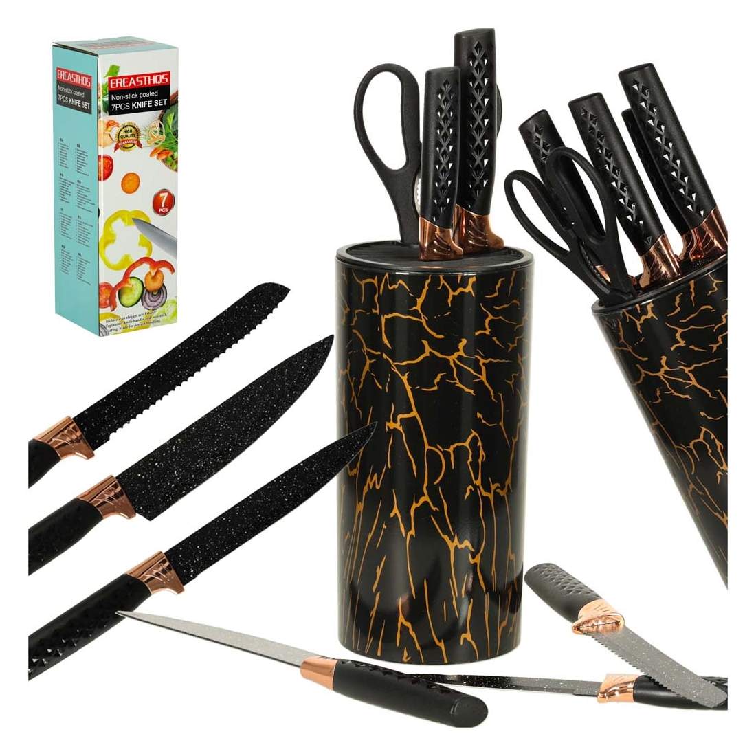 Set med köksknivar + marmorsax MEDFÖR | Hem & Hobby - Hem & Hushåll - Kök - Köksredskap - Knivar & Knivtillbehör - Knivset | Pryloteket