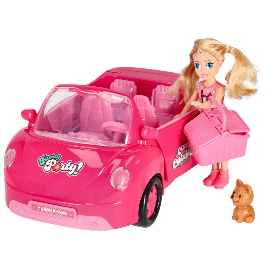 Bil til dukker cabriolet pink 4 el.