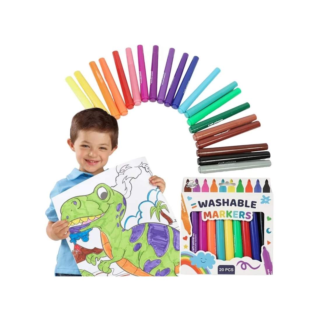 Raderbara markörer tvättbara markörer set med 20 färger | Leksaker & Spel - Leksaker - Rittillbehör & Pyssel - Pyssel | Pryloteket