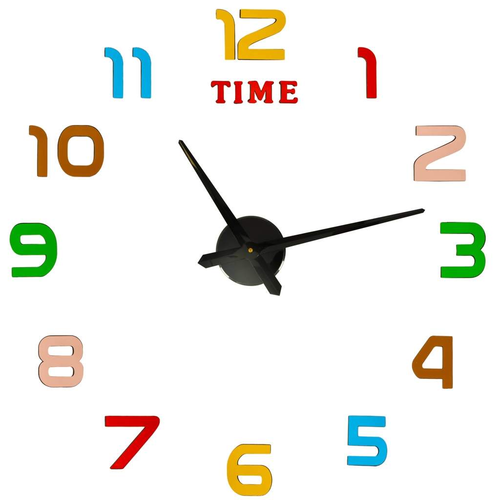 Klistermærke vægur 12 cifre farve sort