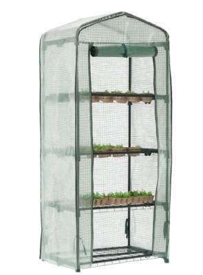 Drivhus balkon have køkkenhave med fire hylder til blomster 69 x 49 x 160 cm