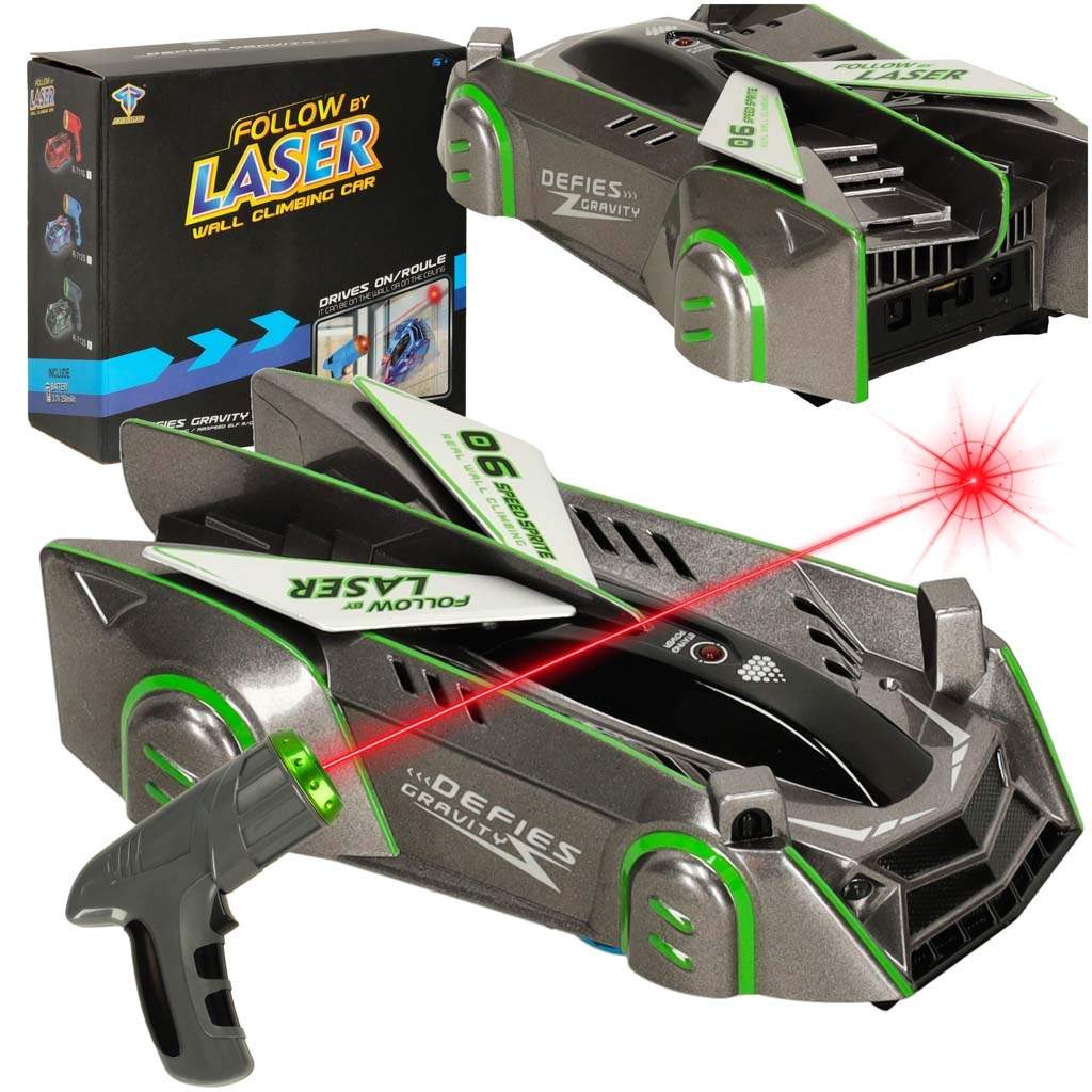 RC bil laserstyret bil, der kører på væggen på lasergrå