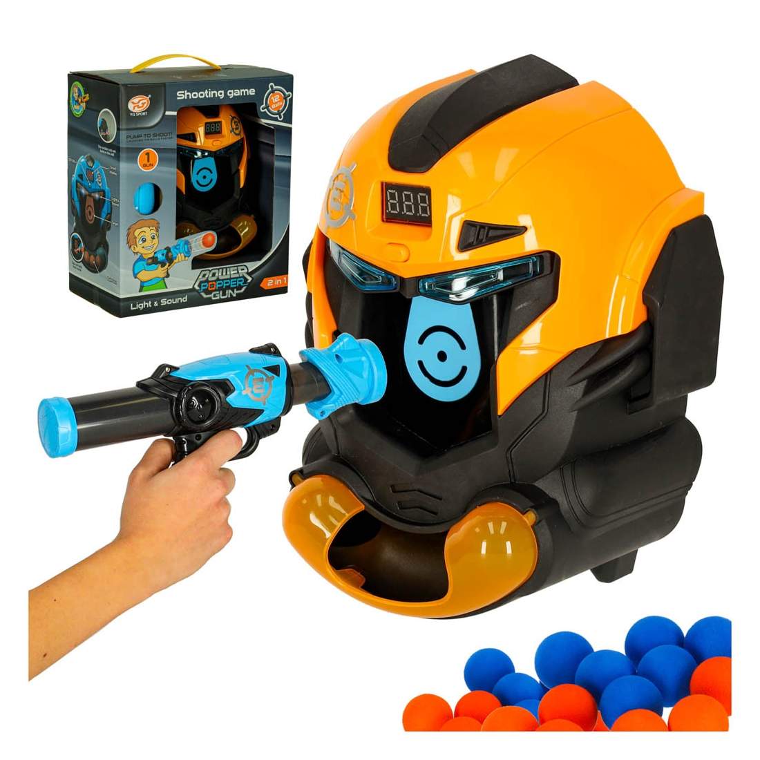 Målskytte robothuvud arkadspel set pistol + bollar | Hälsa & Skönhet - Personvård - Vård & Rehabilitering - Hållning | Pryloteket