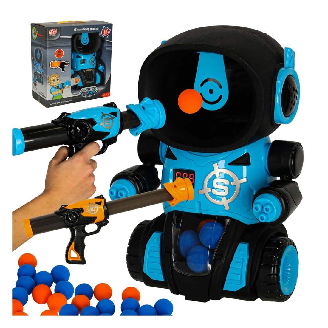 Hungriga robotmålskytte arkadspel set pistol + bollar | Hälsa & Skönhet - Personvård - Vård & Rehabilitering - Hållning | Pryloteket