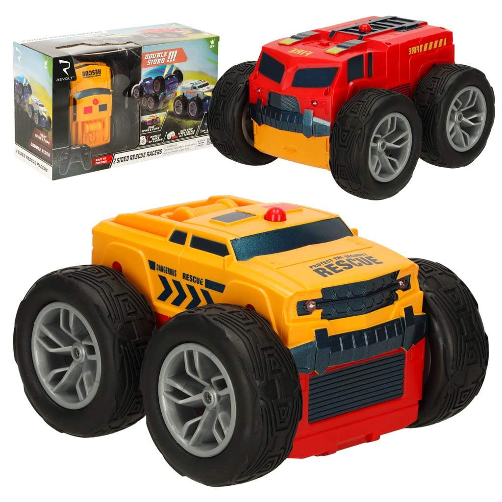 RC Revolt 2 Sided Rescue Racer fjernstyret bil blå