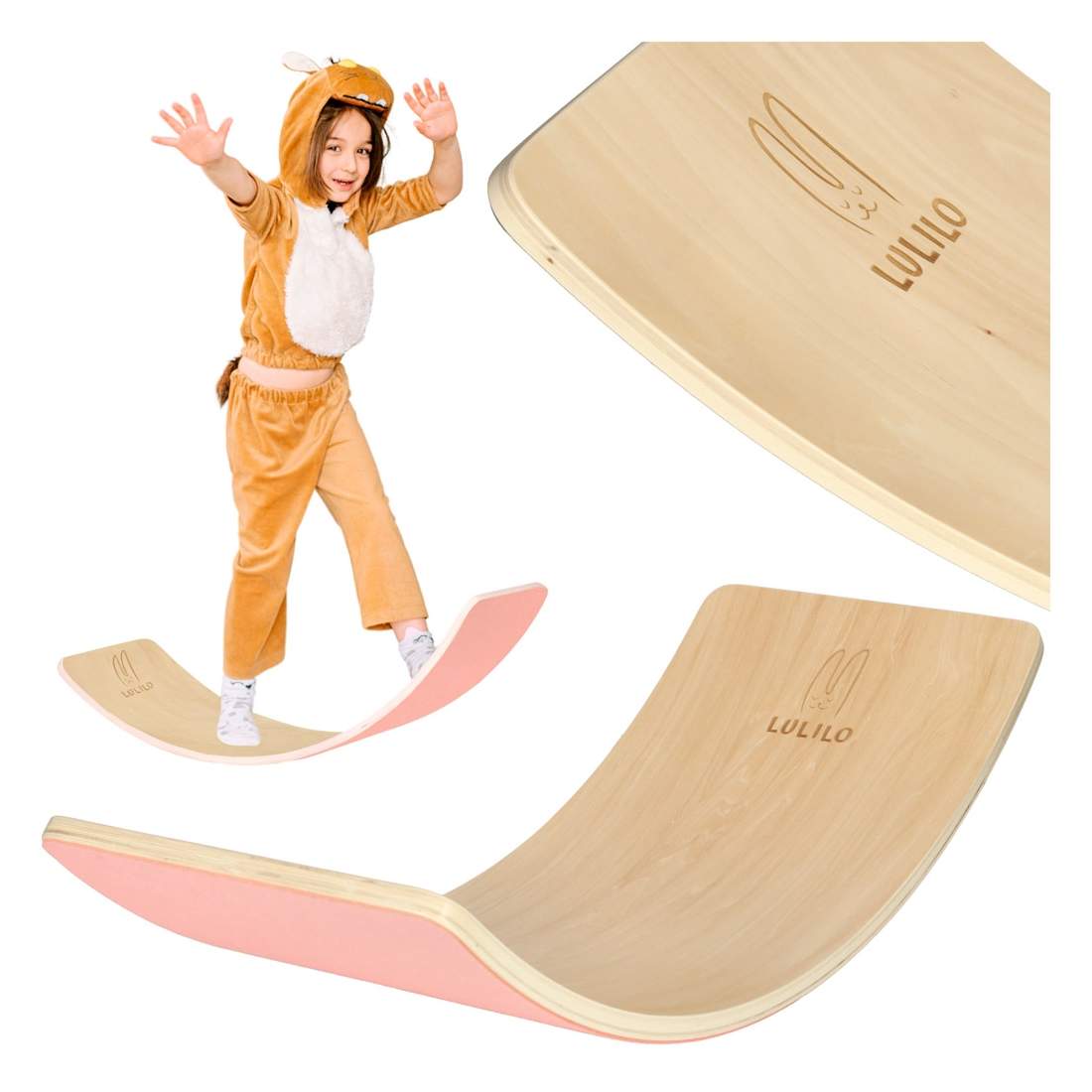 LULILO Ajlo balansbräda med rosa filt | Sport & Fritid - Träning - Träningsredskap | Pryloteket