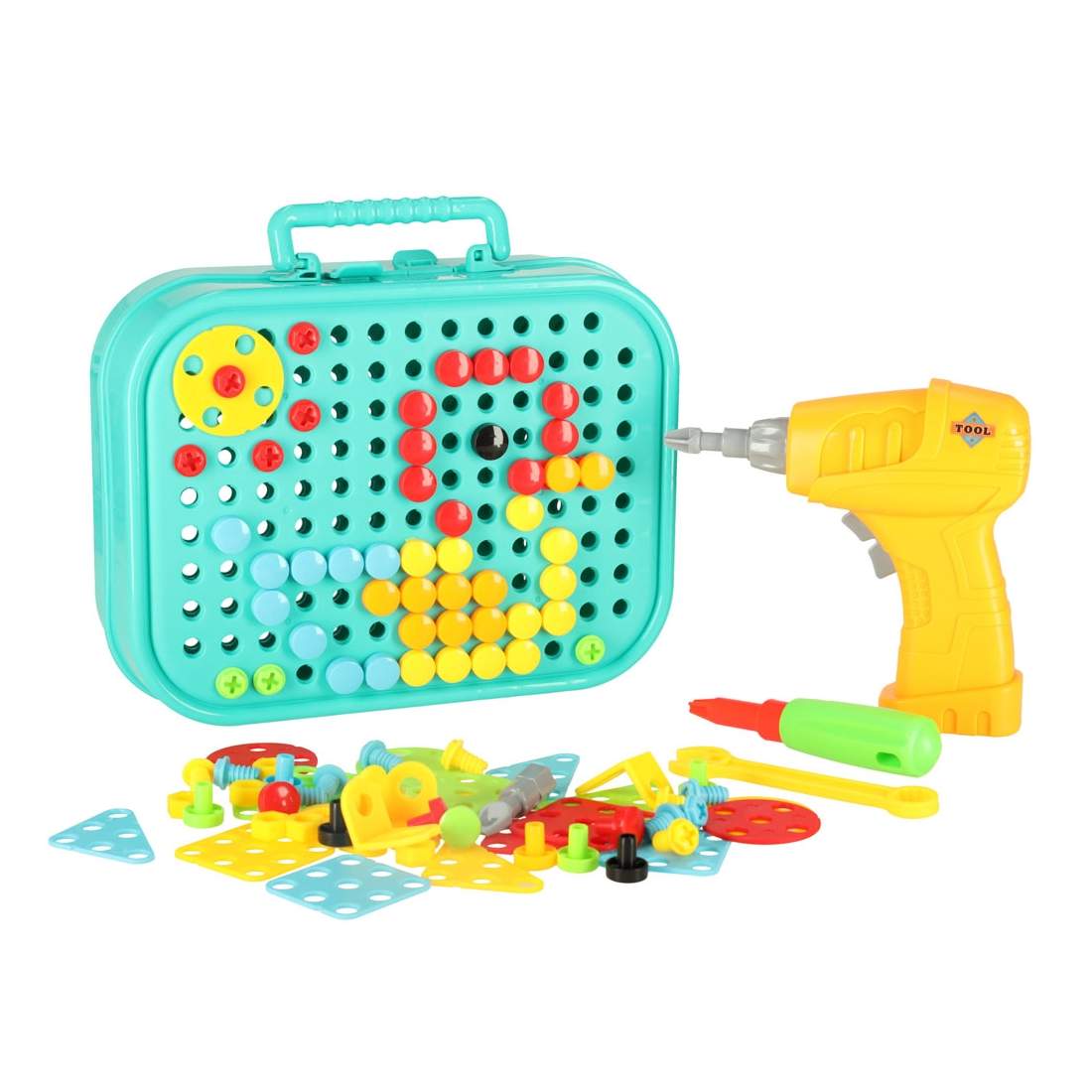 Byggklossar i en resväska + dino skruvmejsel | Elektronik - Tillbehör Mobil & Surfplatta - Mobiltillbehör - Mobilkablar - Tillbehör | Pryloteket