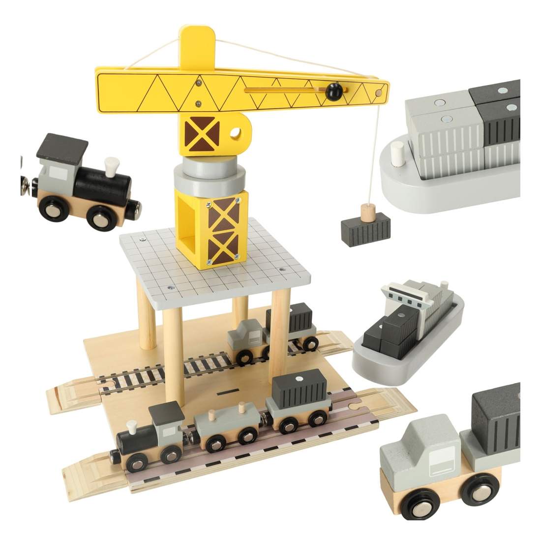 Träkrankran hamnstad + bilfartyg | Hem & Hobby | Pryloteket