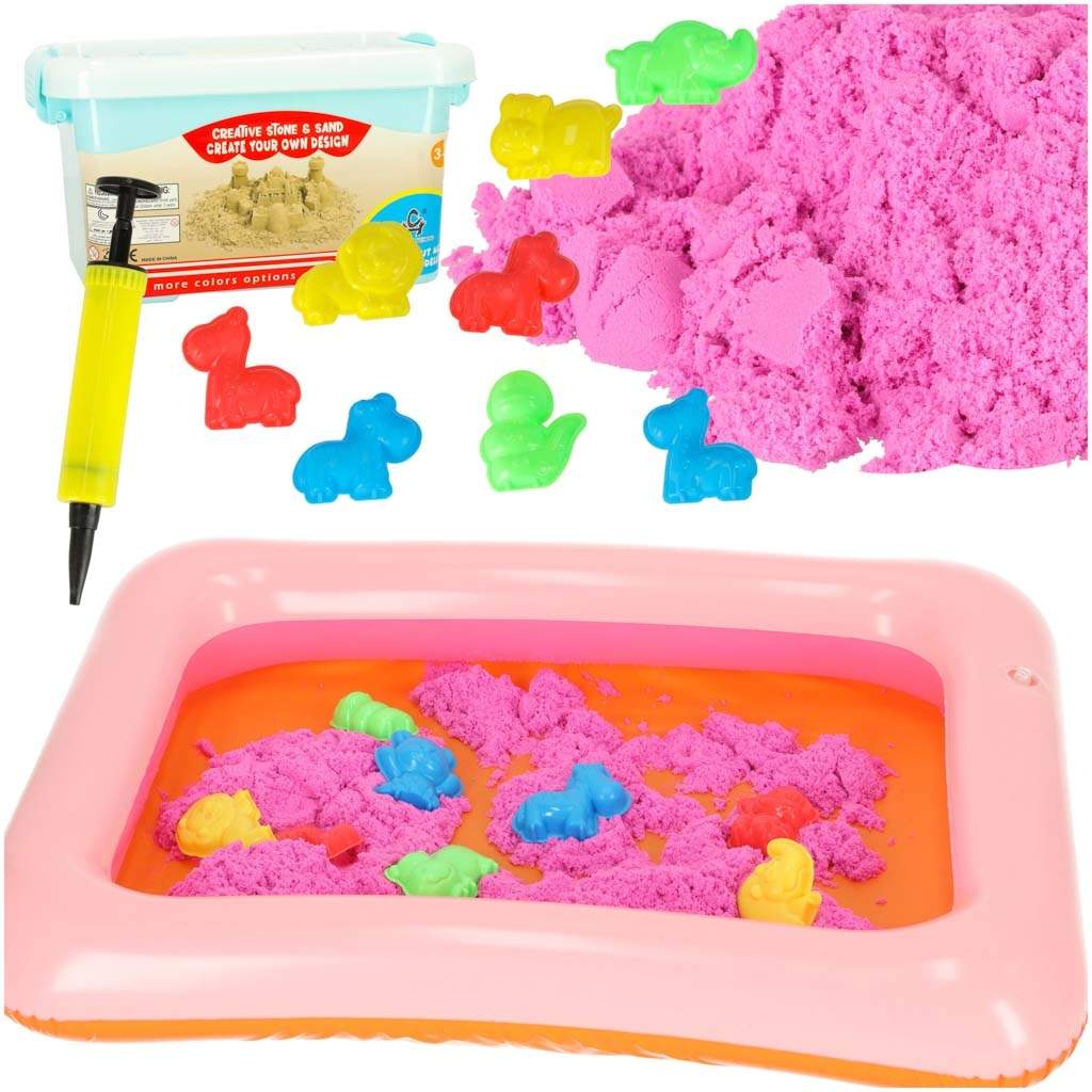 Kinetisk sand i en spand 1 kg forme pink