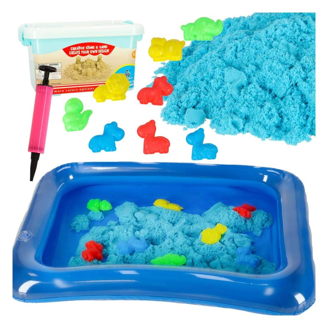 Kinetisk sand i en hink 1kg formar blå | Hem & Hobby | Pryloteket