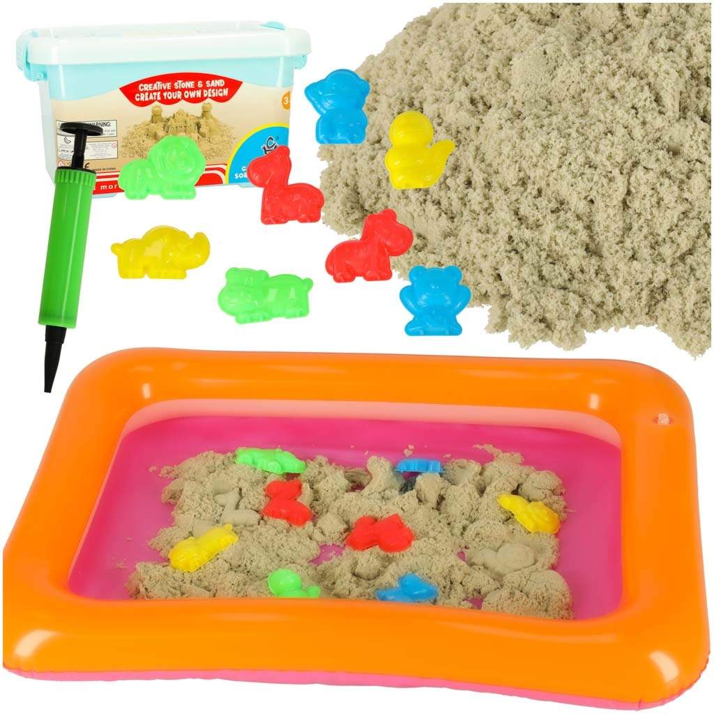 Kinetisk sand i en spand 1 kg forme beige