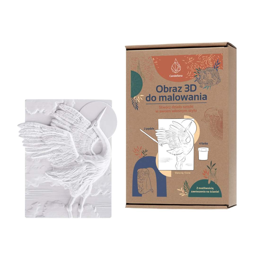 CANDELLANA Gips målarbok 3D målarbild kranset färger och penslar | Elektronik - Tillbehör Mobil & Surfplatta - Mobiltillbehör - Mobilkablar - Tillbehör | Pryloteket