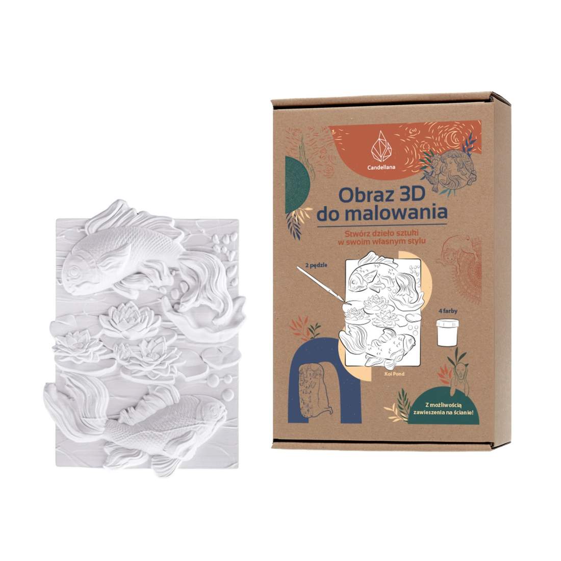 CANDELLANA Gips målarbok 3D målning bild fisk set färger och penslar | Hem & Hobby | Pryloteket
