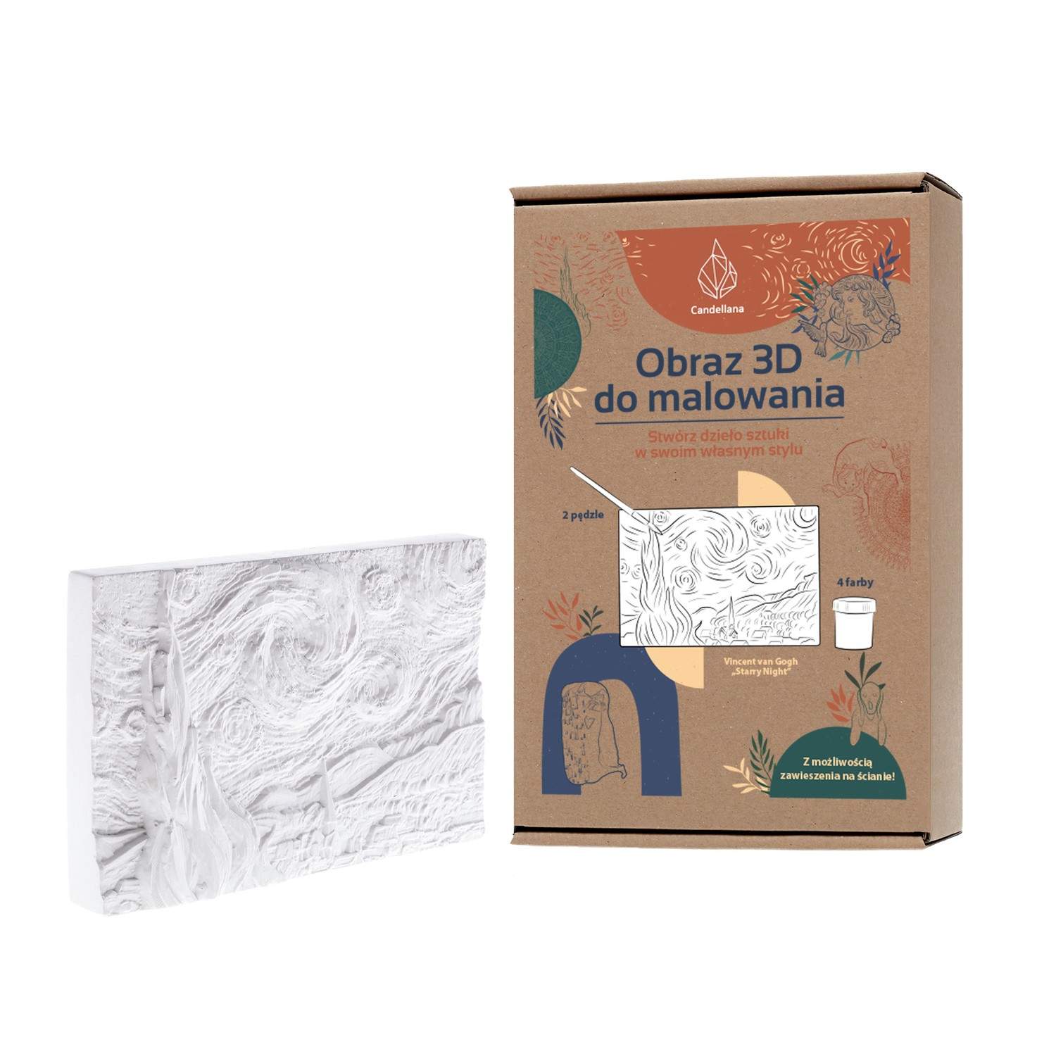 CANDELLANA gips målarbok 3D målarbild Vincent Van Gogh färg och pensel set | Hem & Hobby - Husdjur - Katt | Pryloteket