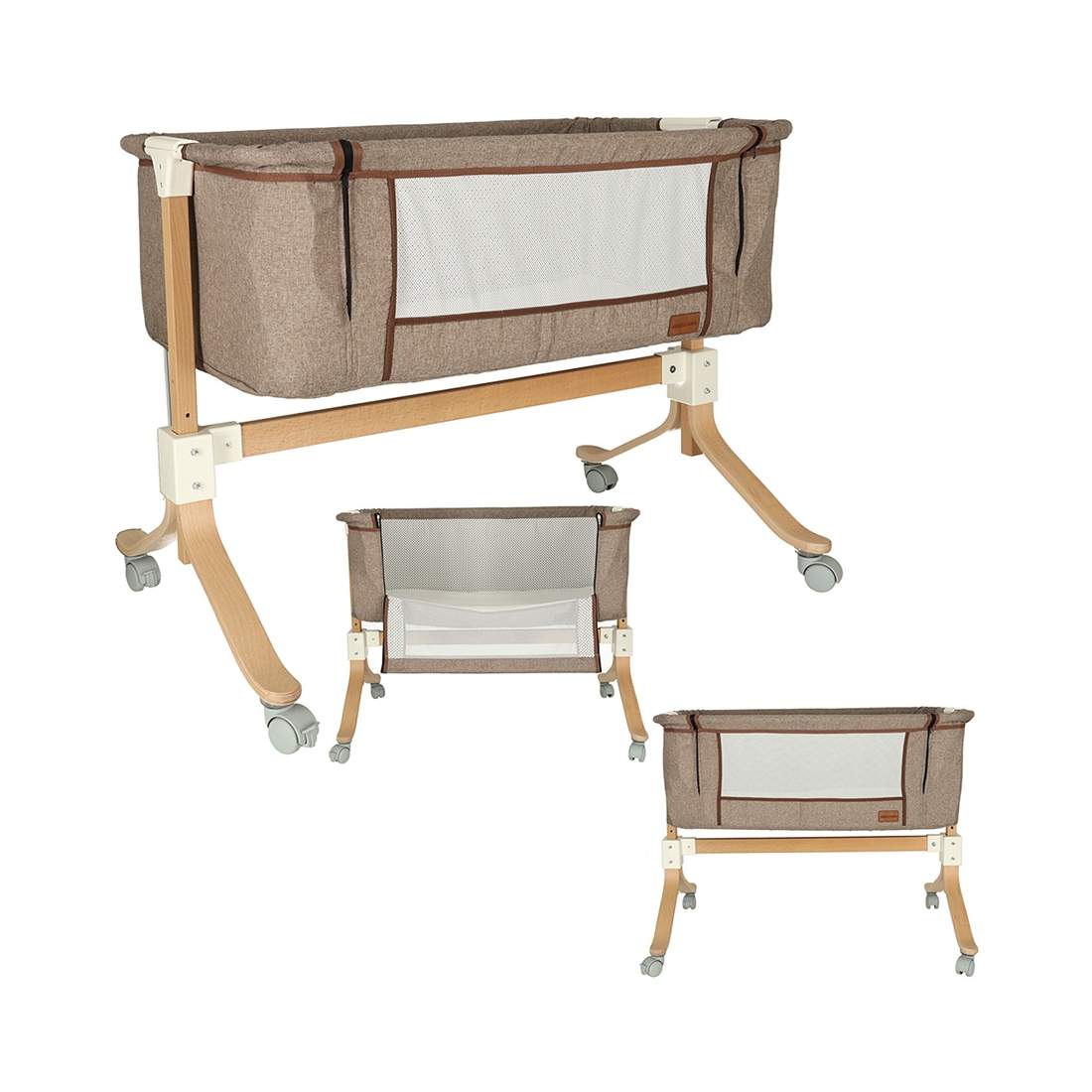 Spädbarnssäng babysäng i trä på hjul lekhage brun | Hem & Hobby - Hem & Hushåll - Sovrum | Pryloteket