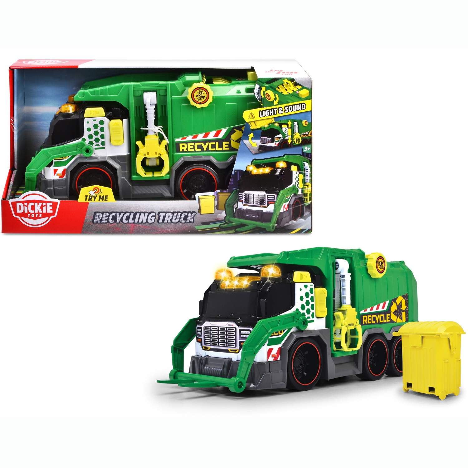 Dickie Toys Bil - Recycling Truck - Lys/Lyd