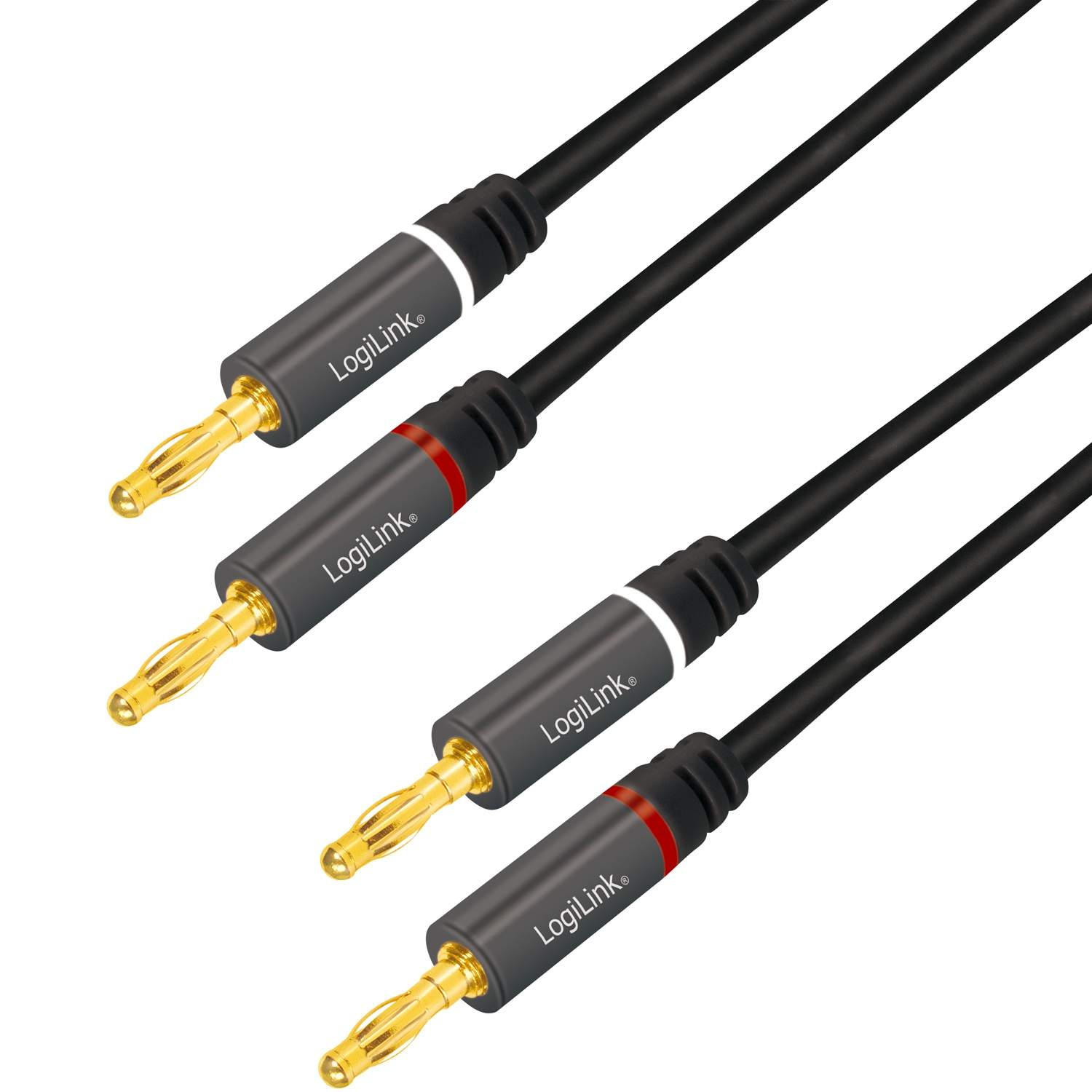 Højttalerkabel 2x2,5 mm² med bananstik Sort 3 meter billede