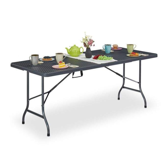 Havebord i gråt rattan look